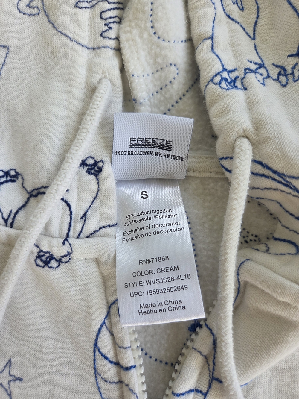 Disney Stitch Cream Full Zip Hoodie Small Graphic - Picture 3 of 5